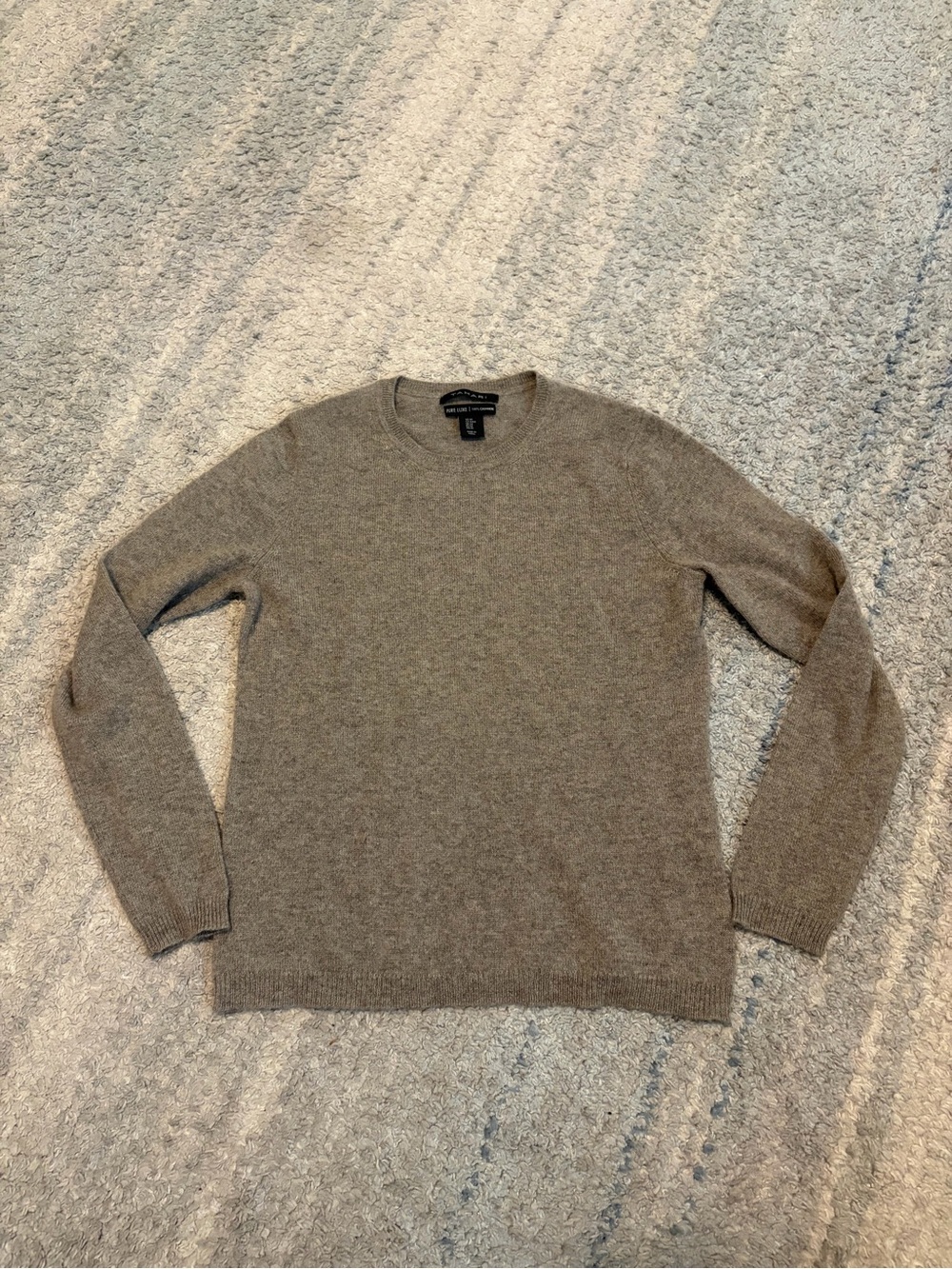 Tahari Pure Luxe 100% Cashmere Sweater Medium Grey Crewneck Pullover Soft Knit